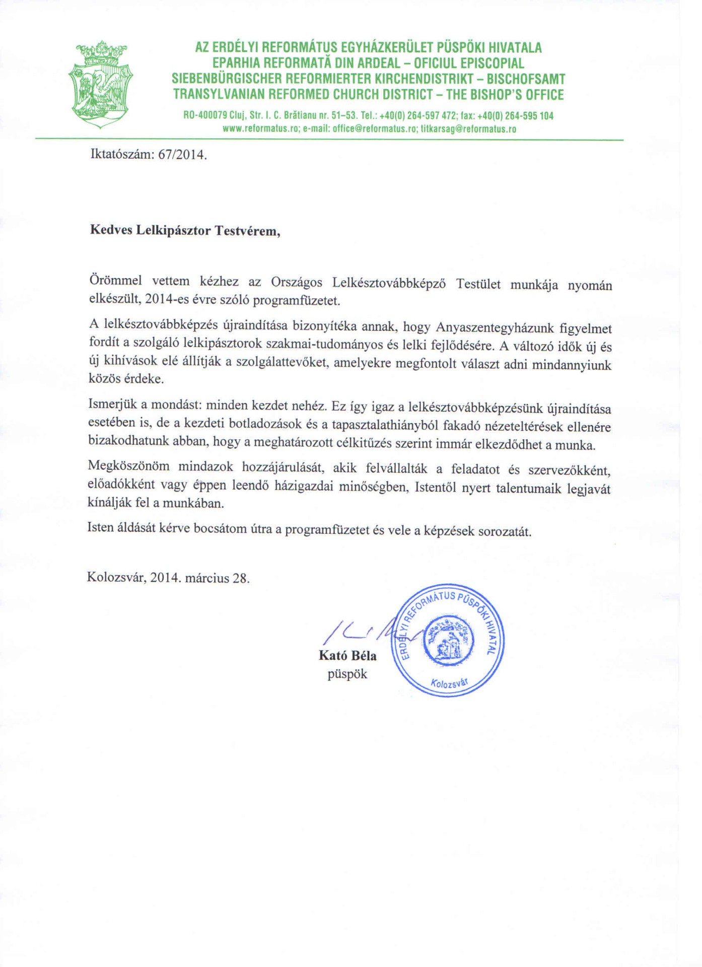 Megjelent a Lelkésztovábbképzést bemutató füzet Megjelent a Lelkésztovábbképzést bemutató füzet