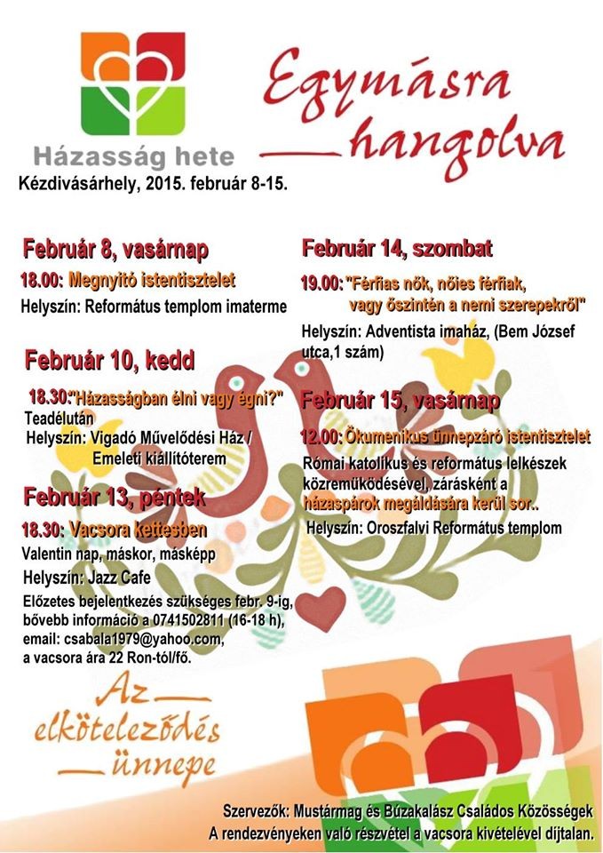 Házasság hete Kézdivásárhelyen Házasság hete Kézdivásárhelyen